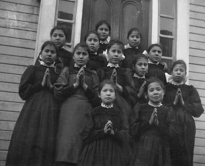 Group of students standing outside from Kamloops St. Louis School