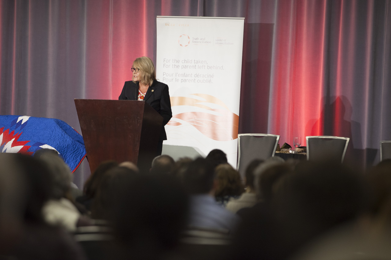 Person speaking at TRC of Canada's Closing Ceremony