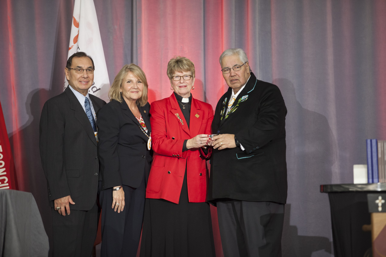 People standing on stage at TRC of Canada's Closing Ceremony