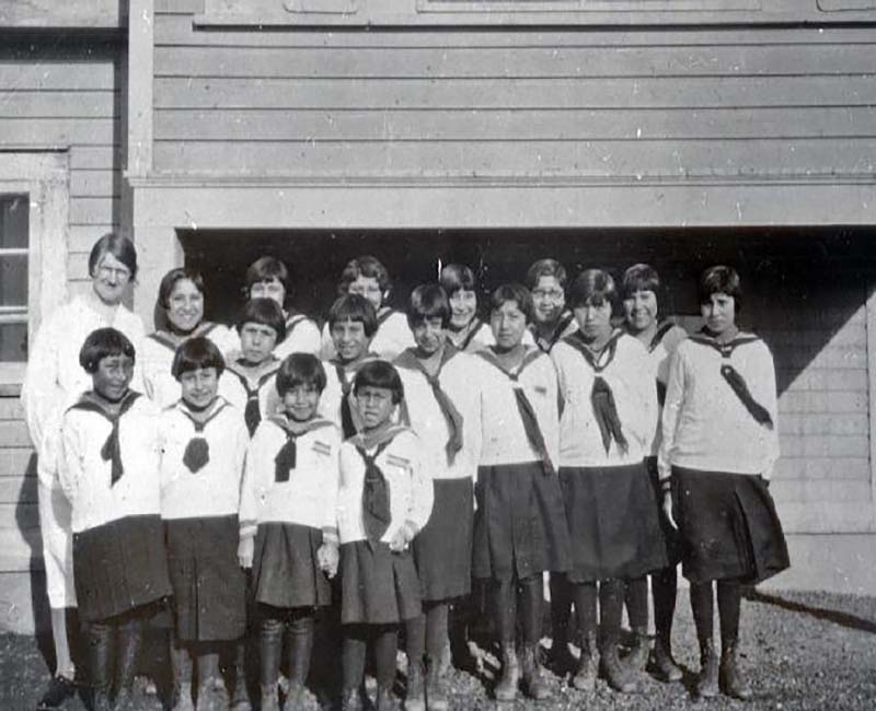 Group of students outside of St. Cyprian's School 