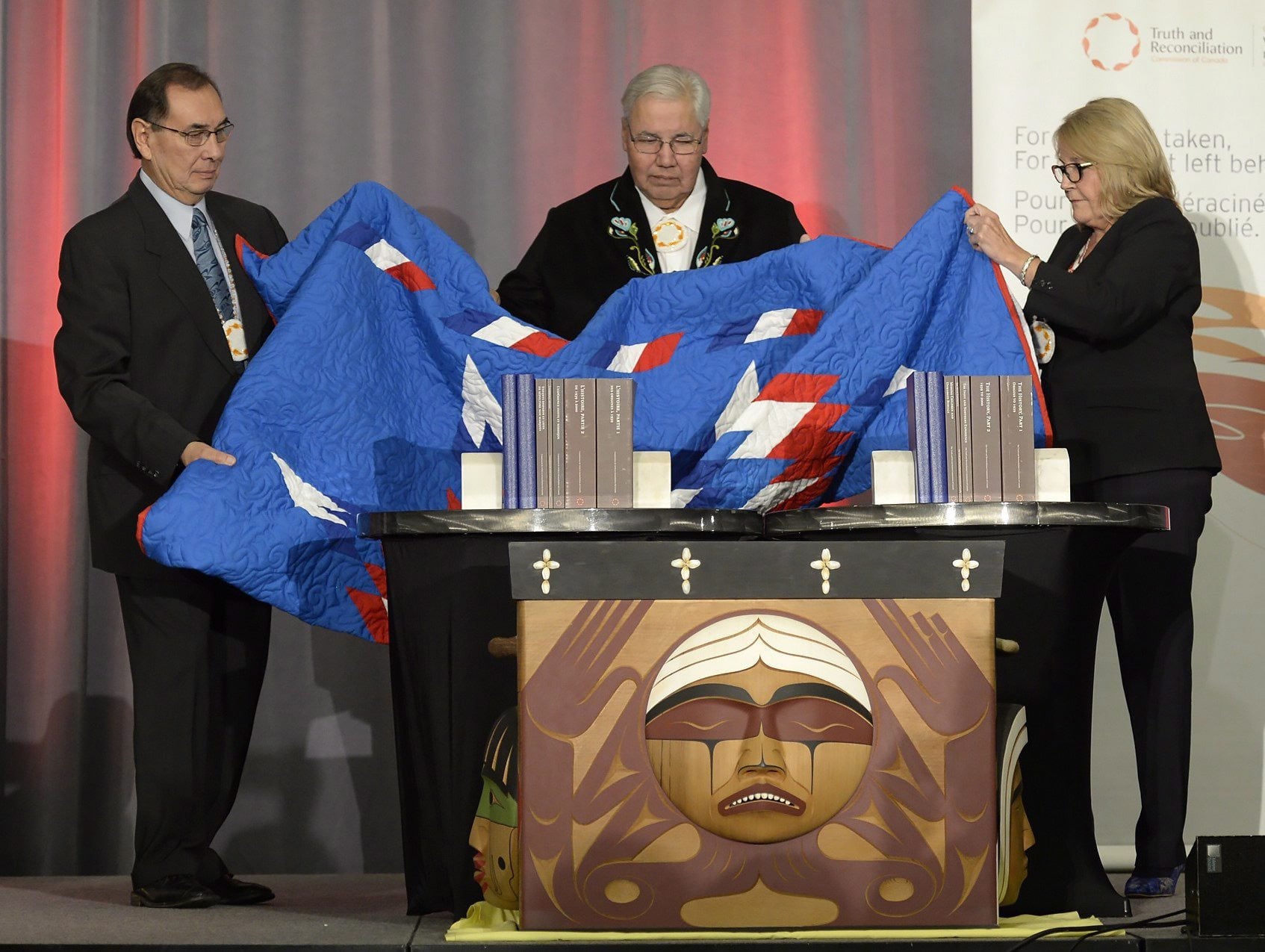 Justice Murray Sinclair and Commissioners Chief Wilton Littlechild and Marie Wilson reveal the Truth and Reconciliation Commission Final Report.